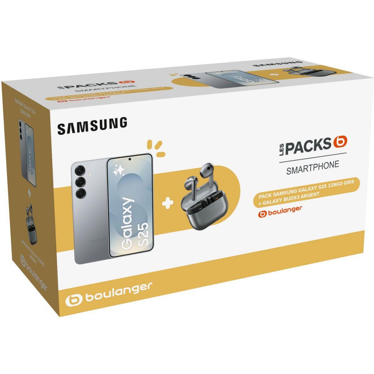 Samsung Smartphone Pack S25 Gris 128Go + Buds 3 Gris
