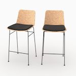 Rendez vous déco Lot de 2 chaises pour îlot central 66 cm en matière naturelle et noir-Faro
