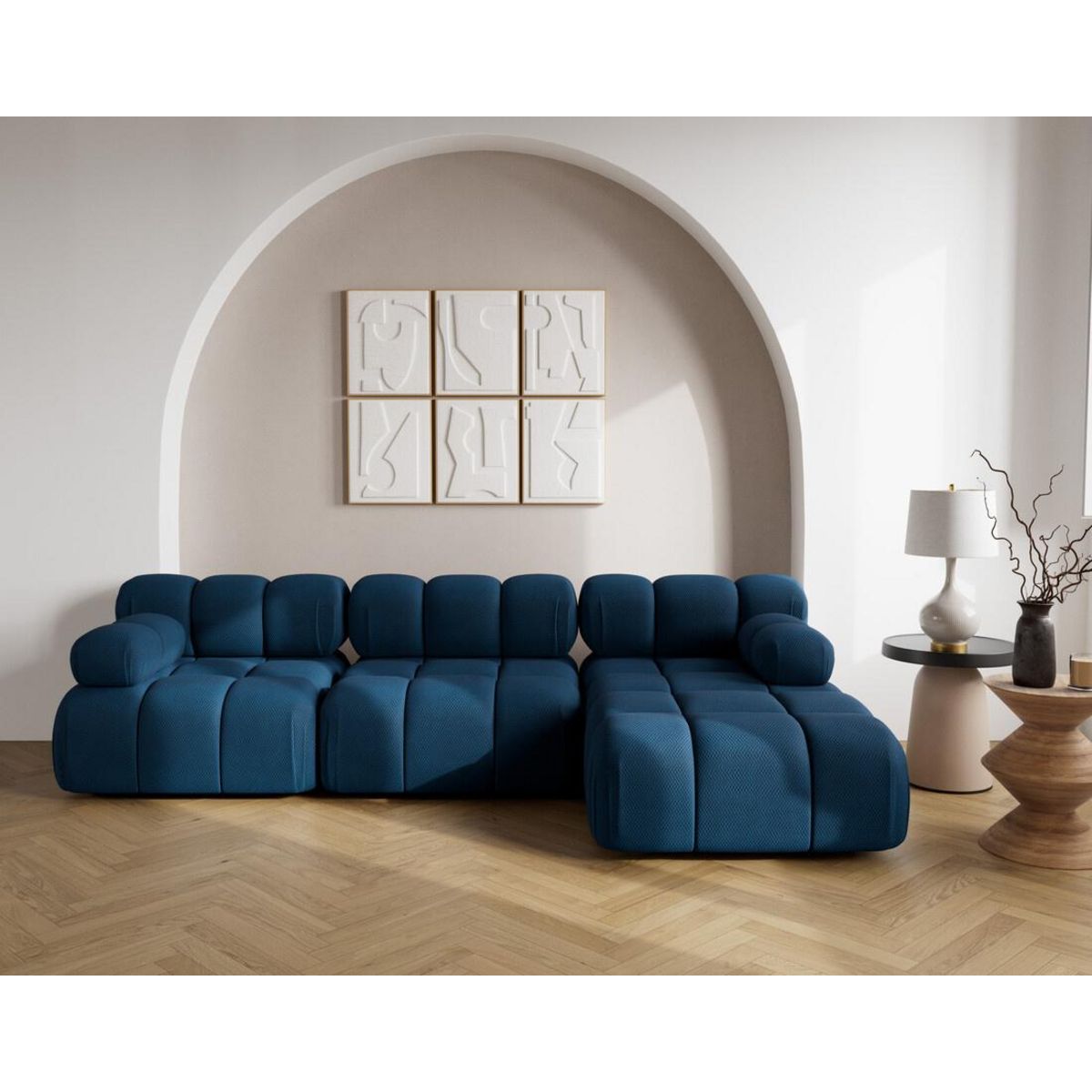 LISA DESIGN Ruby - canapé modulable d'angle droit 4 places en velours texturé