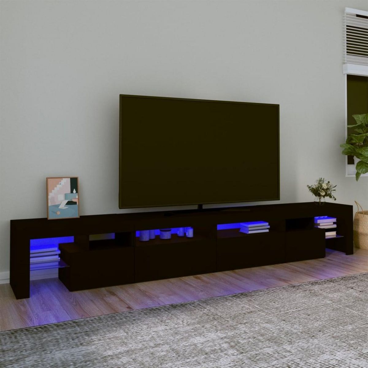 VIDAXL Meuble TV avec lumieres LED Noir 260x36,5x40 cm