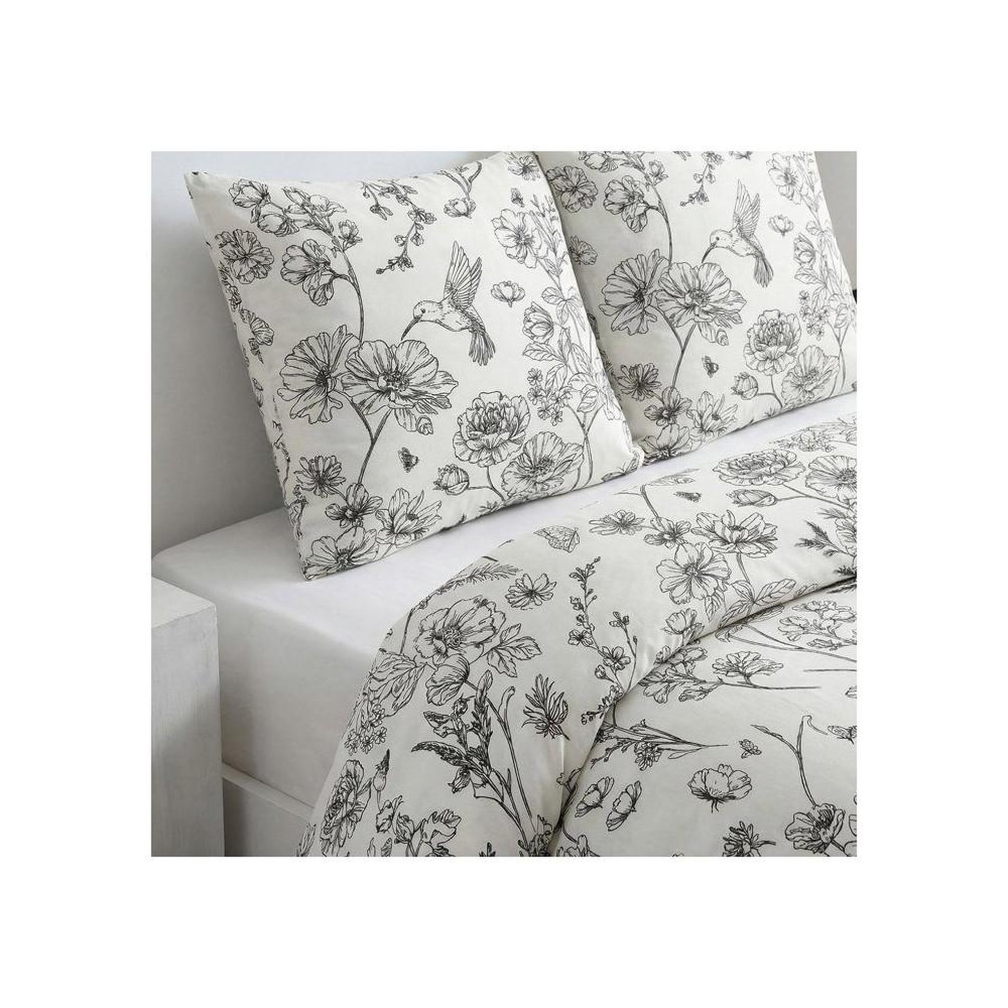 Voir la diapositive 2 : Today Housse de couette today sunshine en coton 100% réversible 260x240 cm + 2 taies 63x63 cm motif floral blanc