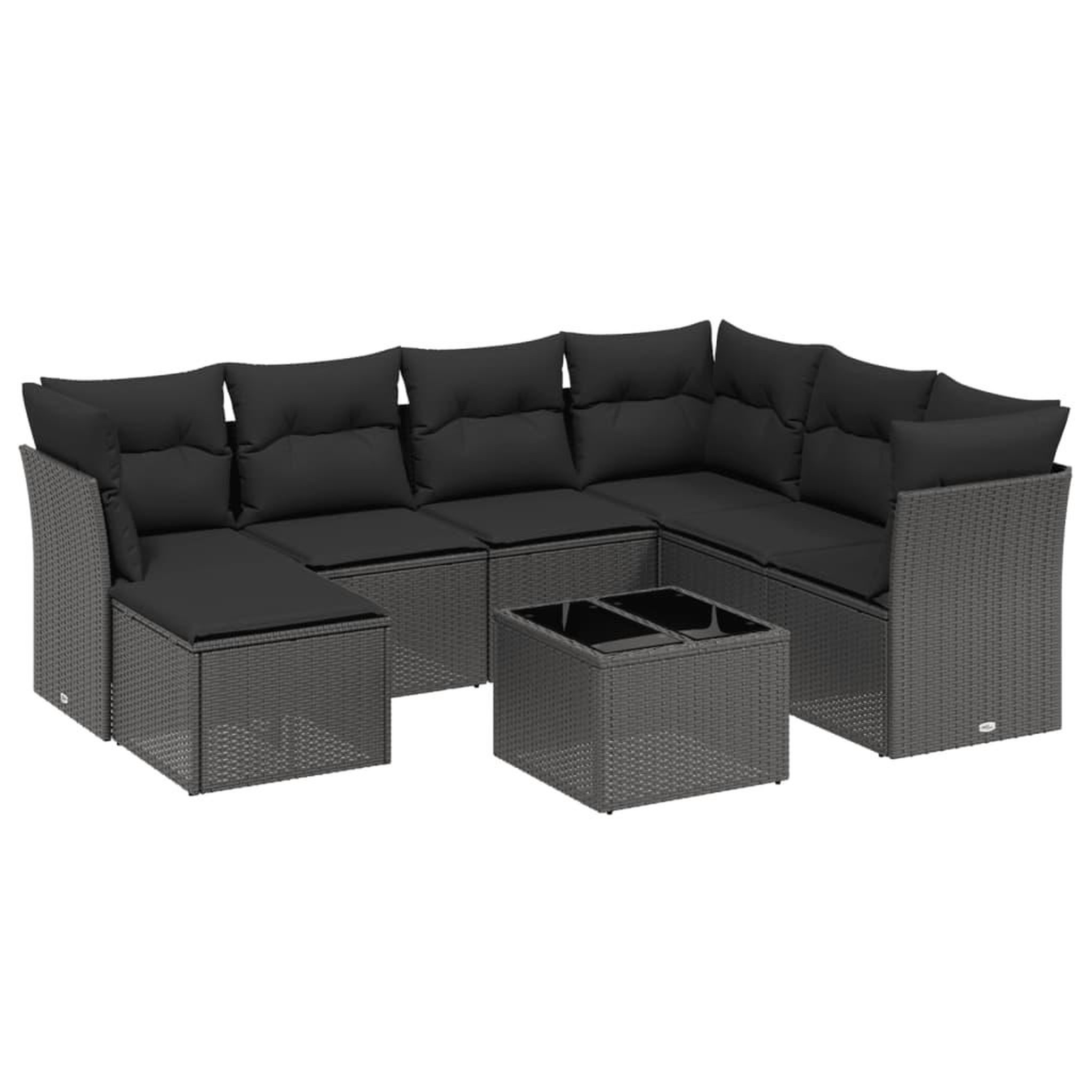 Voir la diapositive 2 : VIDAXL Salon de jardin 8 pcs avec coussins noir resine tressee