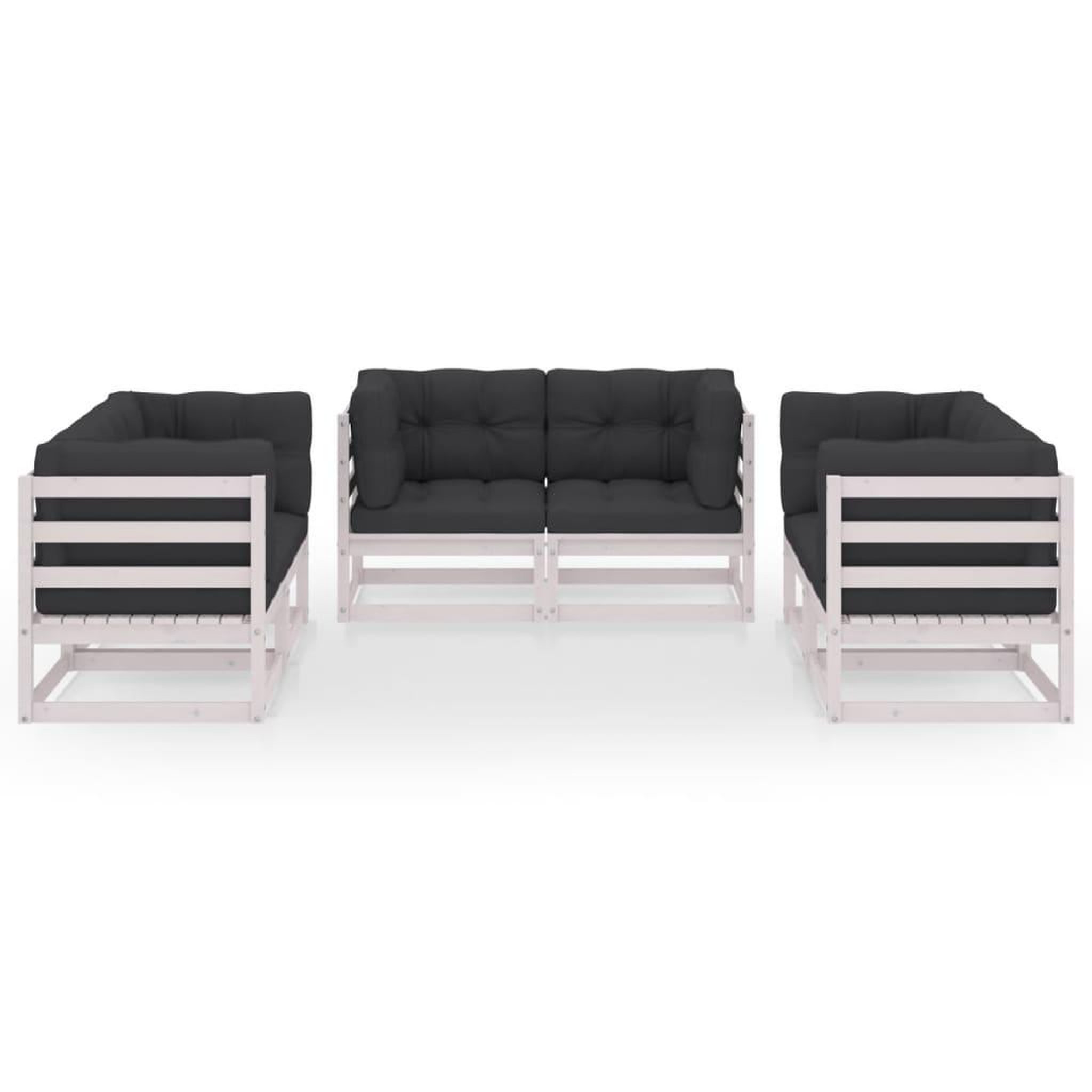 Voir la diapositive 3 : VIDAXL Salon de jardin 6 pcs avec coussins Bois de pin massif