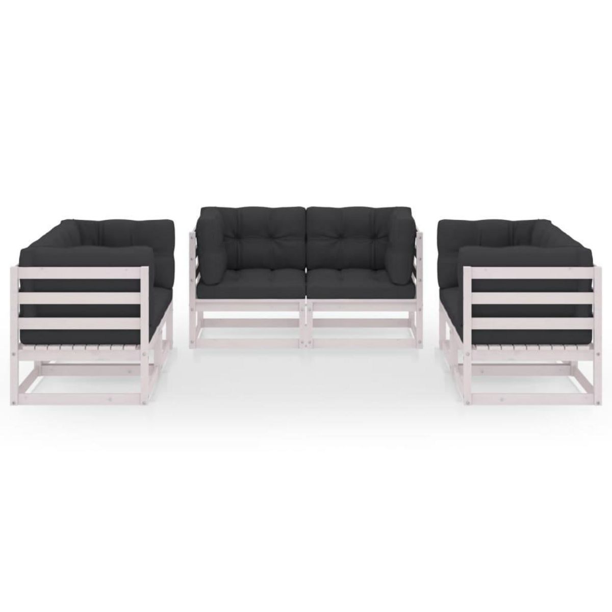 VIDAXL Salon de jardin 6 pcs avec coussins Bois de pin massif