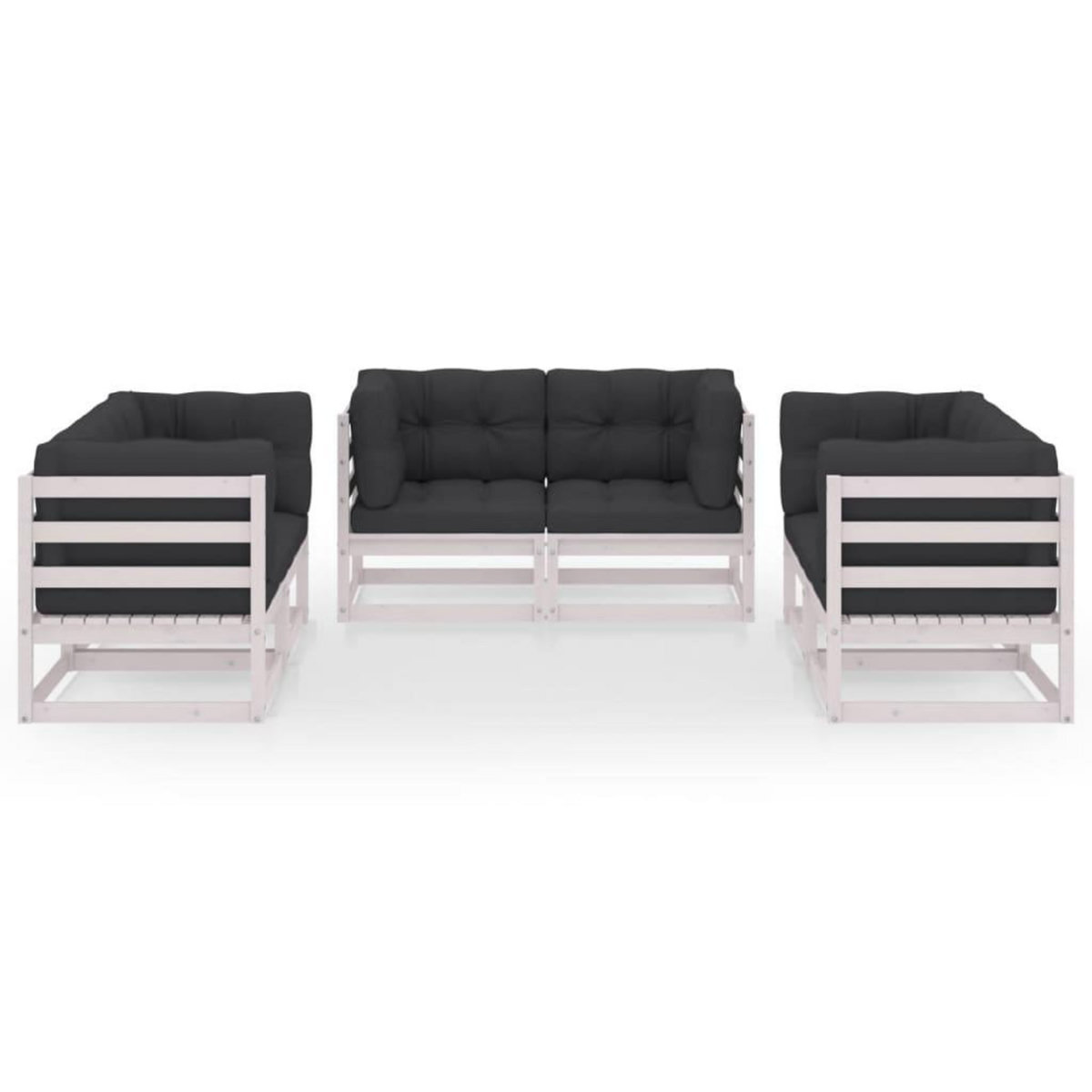 VIDAXL Salon de jardin 6 pcs avec coussins Bois de pin massif