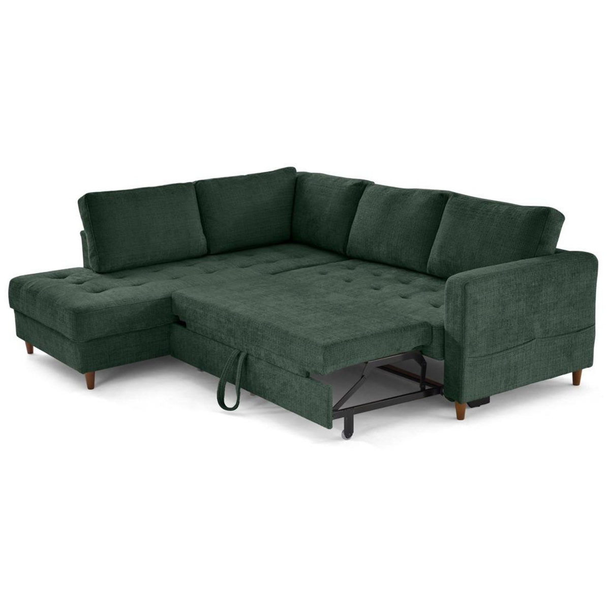 LISA DESIGN Anna - canapé d'angle gauche 5 places convertible en velours texturé