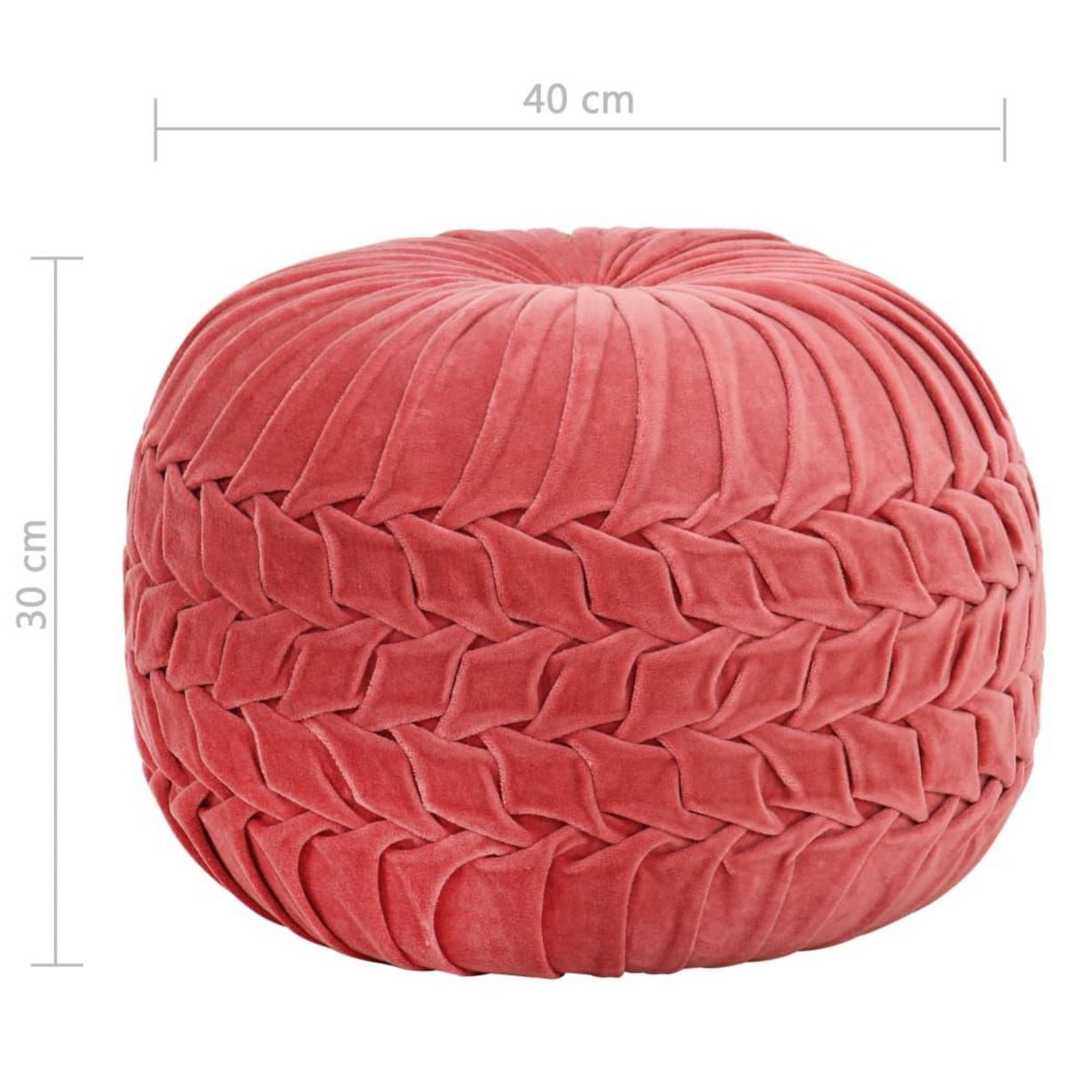 VIDAXL Pouf Velours de coton Design de sarrau 40 x 30 cm Rose
