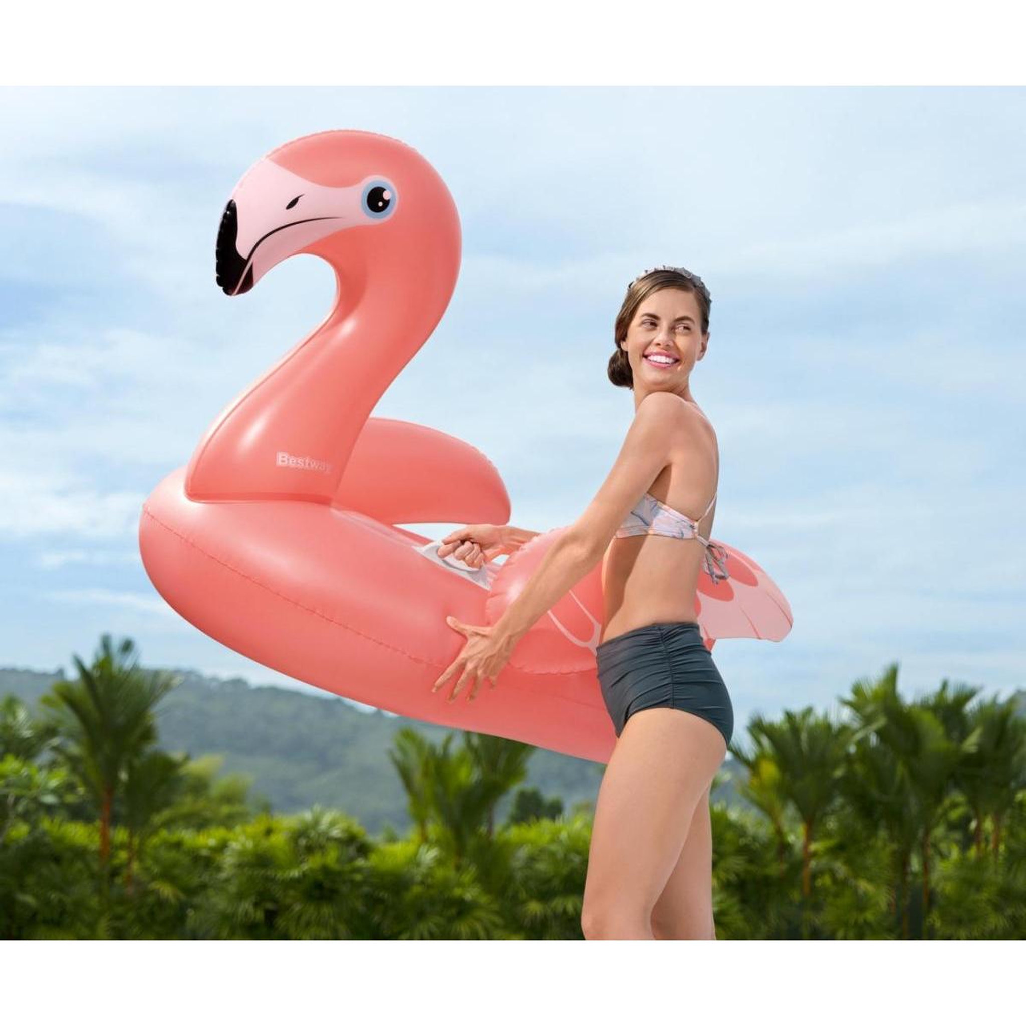 Voir la diapositive 3 : BESTWAY Chevauchable flamant rose  41526 1.68m x 1.20m