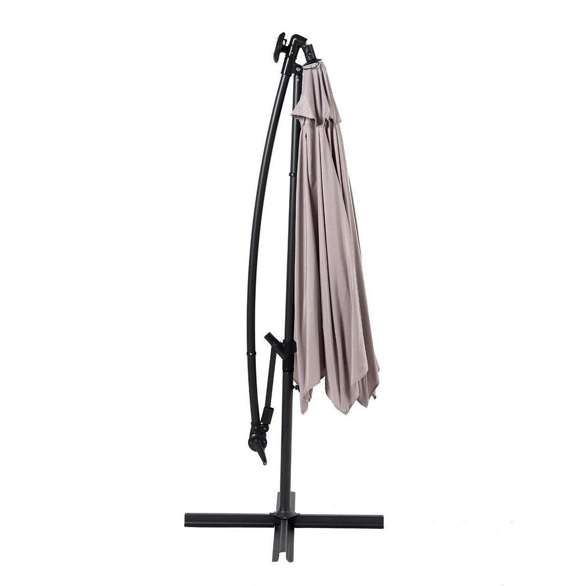 Parasol déporté à LED diam 3m gris clair UMBERTO