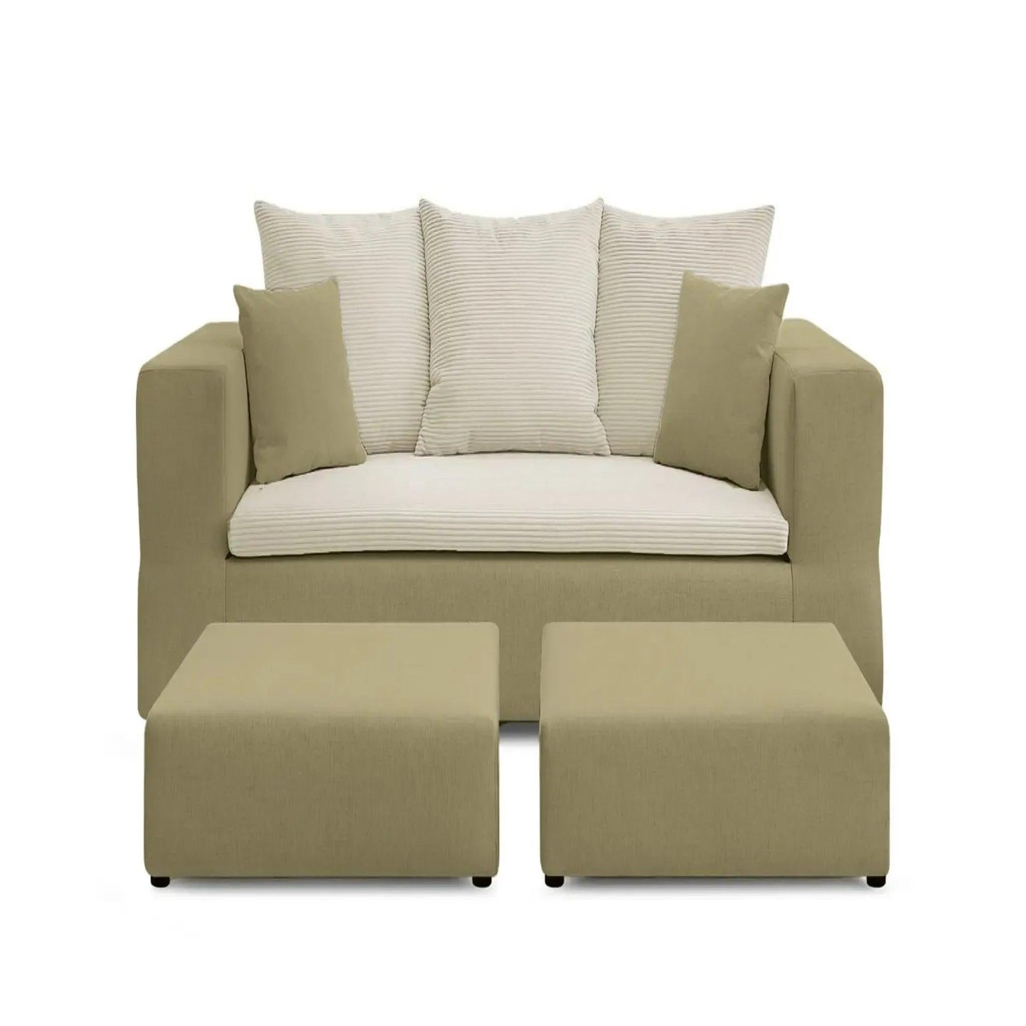 Voir la diapositive 1 : CASANOVA PARIS Ambre - canapé droit convertible bi matière avec deux poufs