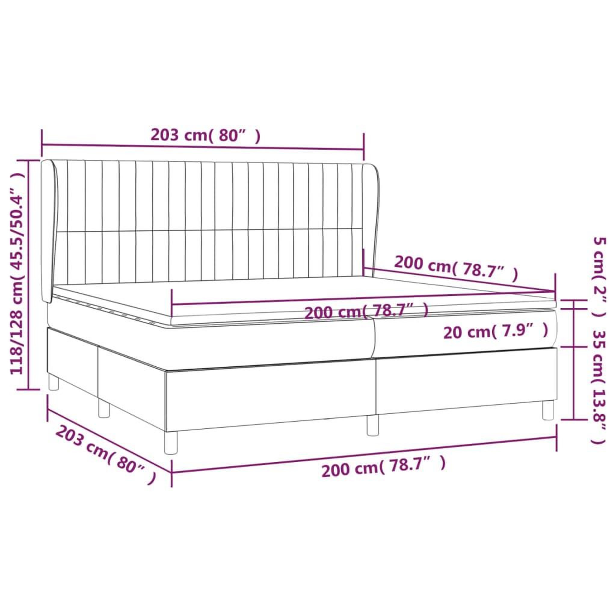 Voir la diapositive 6 : VIDAXL Sommier a lattes de lit avec matelas Bleu 200x200 cm Tissu