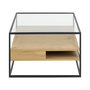 Voir la diapositive 1 : LISA DESIGN Parker - table basse - effet bois, verre et métal noir - 80 cm