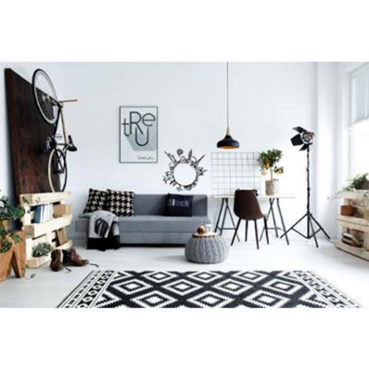 ATMOSPHERA Sticker Plat Déco  Monde  60cm Noir & Blanc