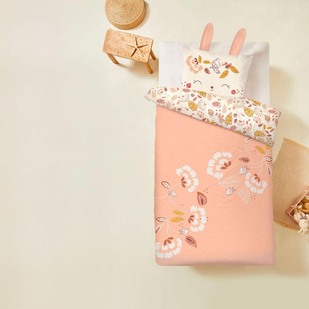 Petit Béguin Housse de couette enfant + taie d'oreiller Samba