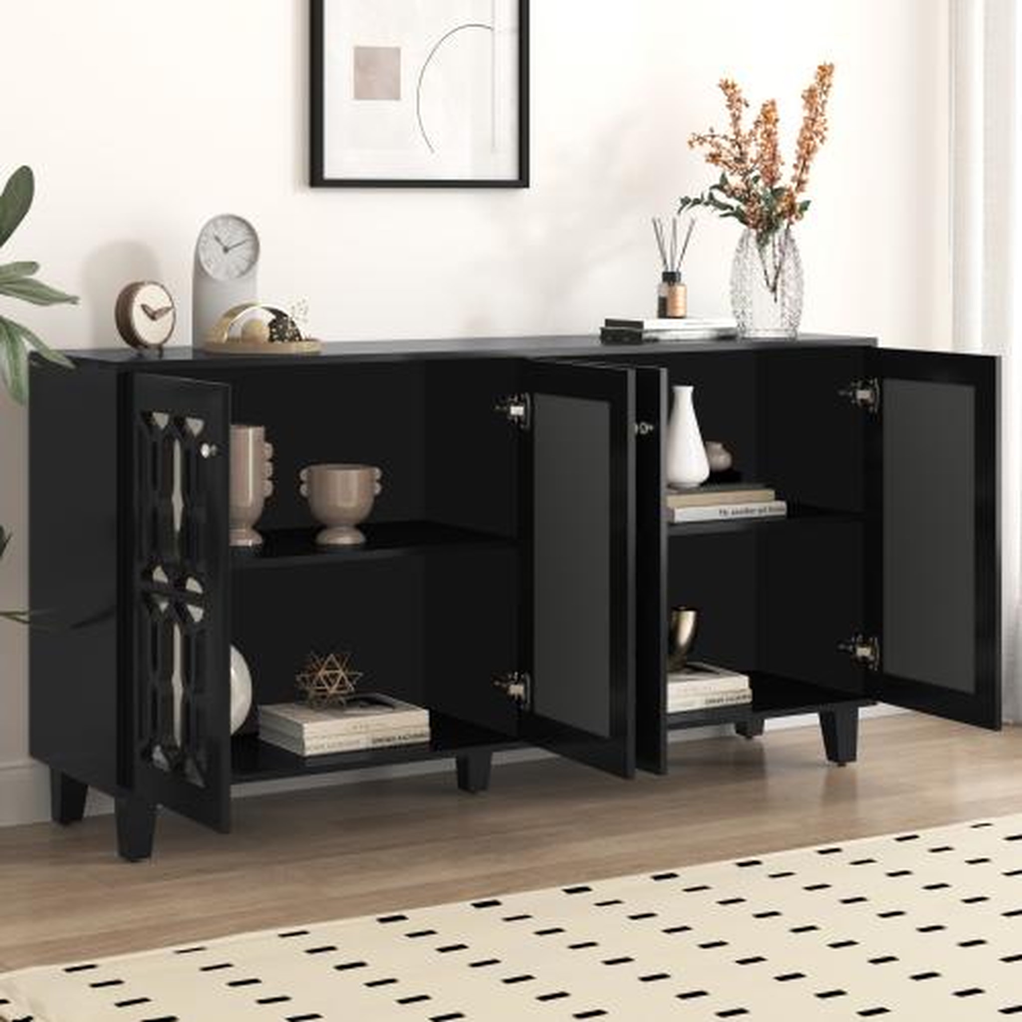 Voir la diapositive 5 : MERAX Buffet 4 porte(s) 0 tiroir(s) - 160 cm noir mdf