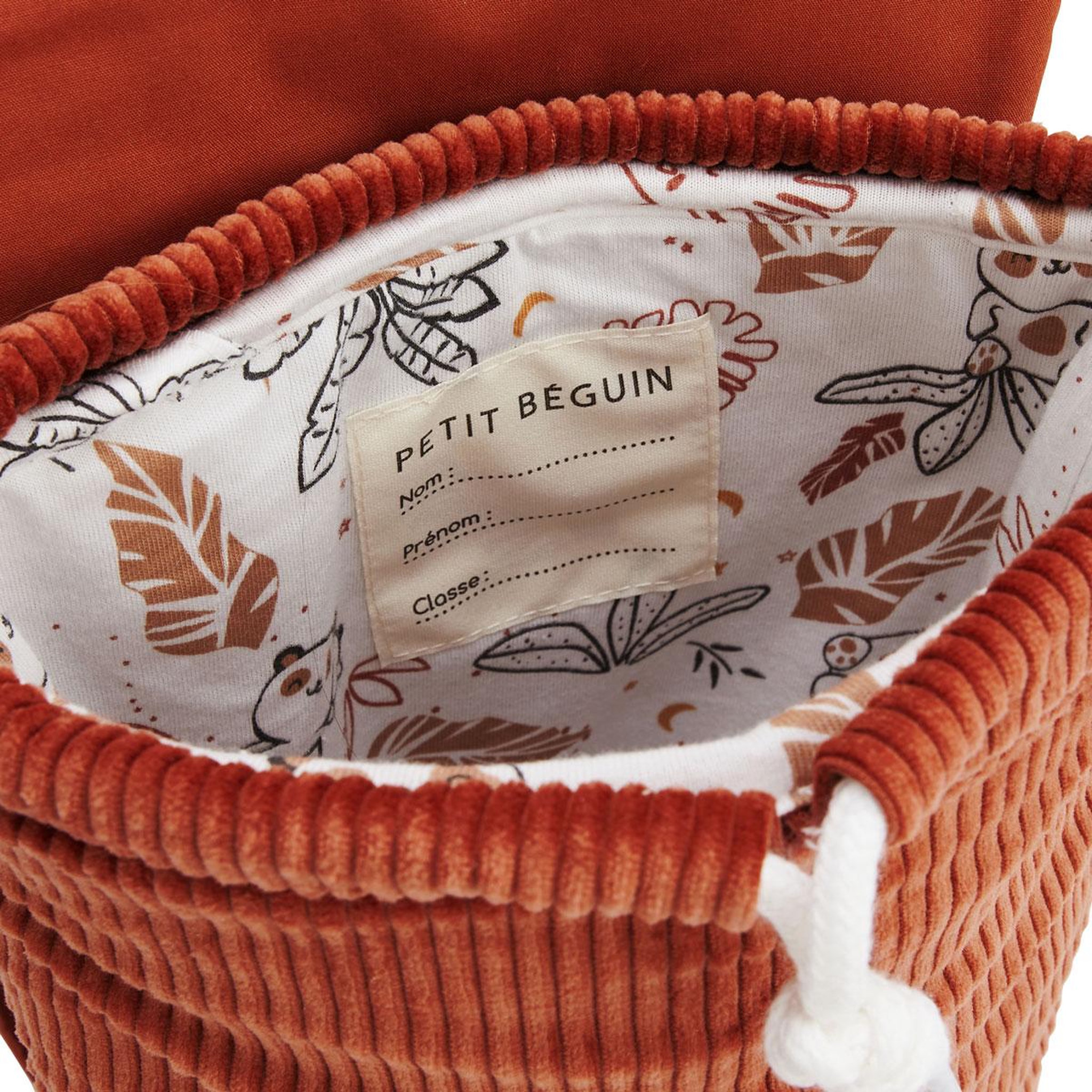 Voir la diapositive 3 : Petit Béguin Sac à dos enfant en velours côtelé Maloueg