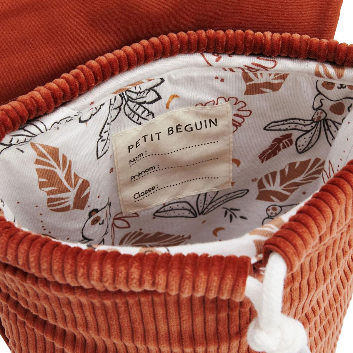Petit Béguin Sac à dos enfant en velours côtelé Maloueg