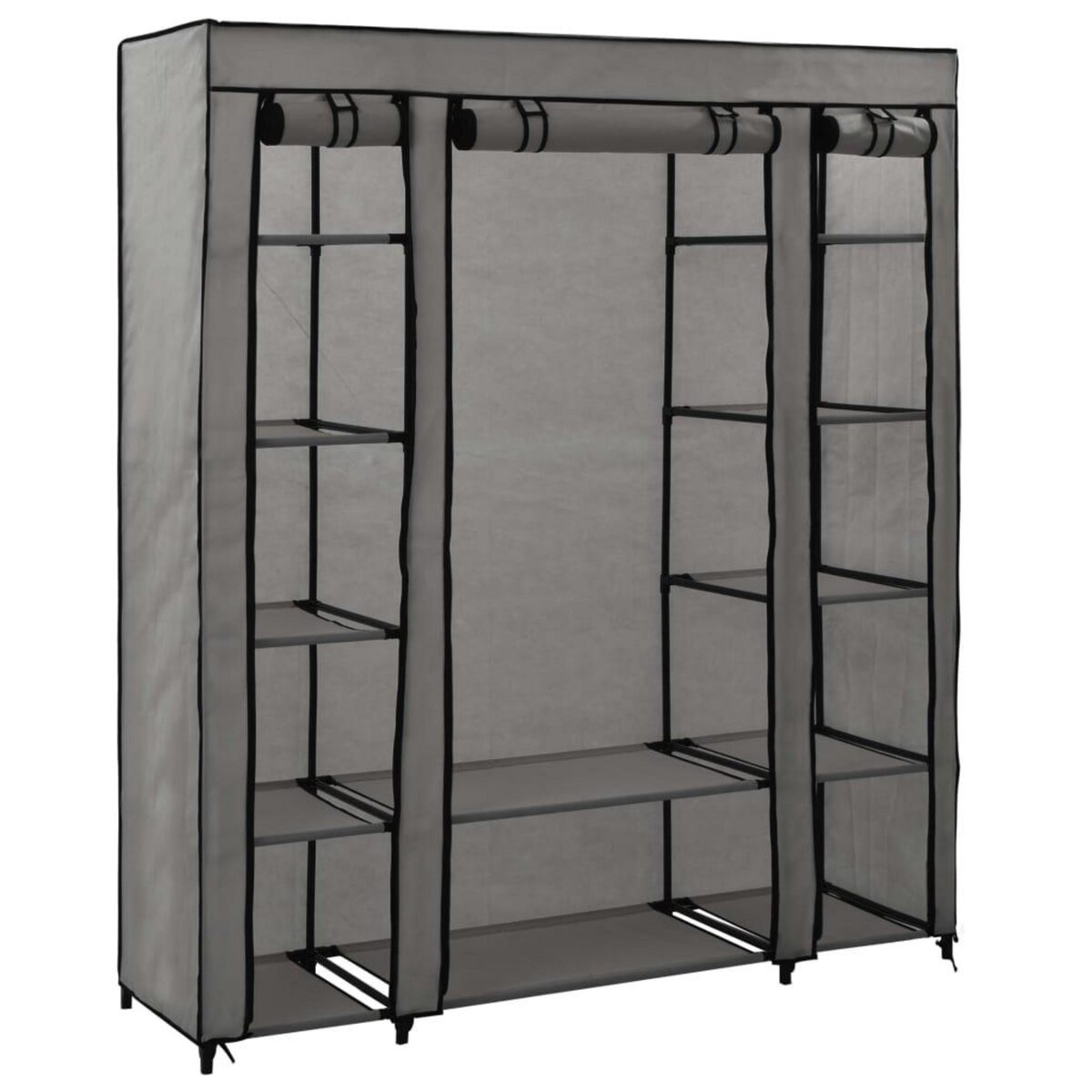 VIDAXL Armoire avec compartiments et tiges Gris 150x45x176 cm Tissu