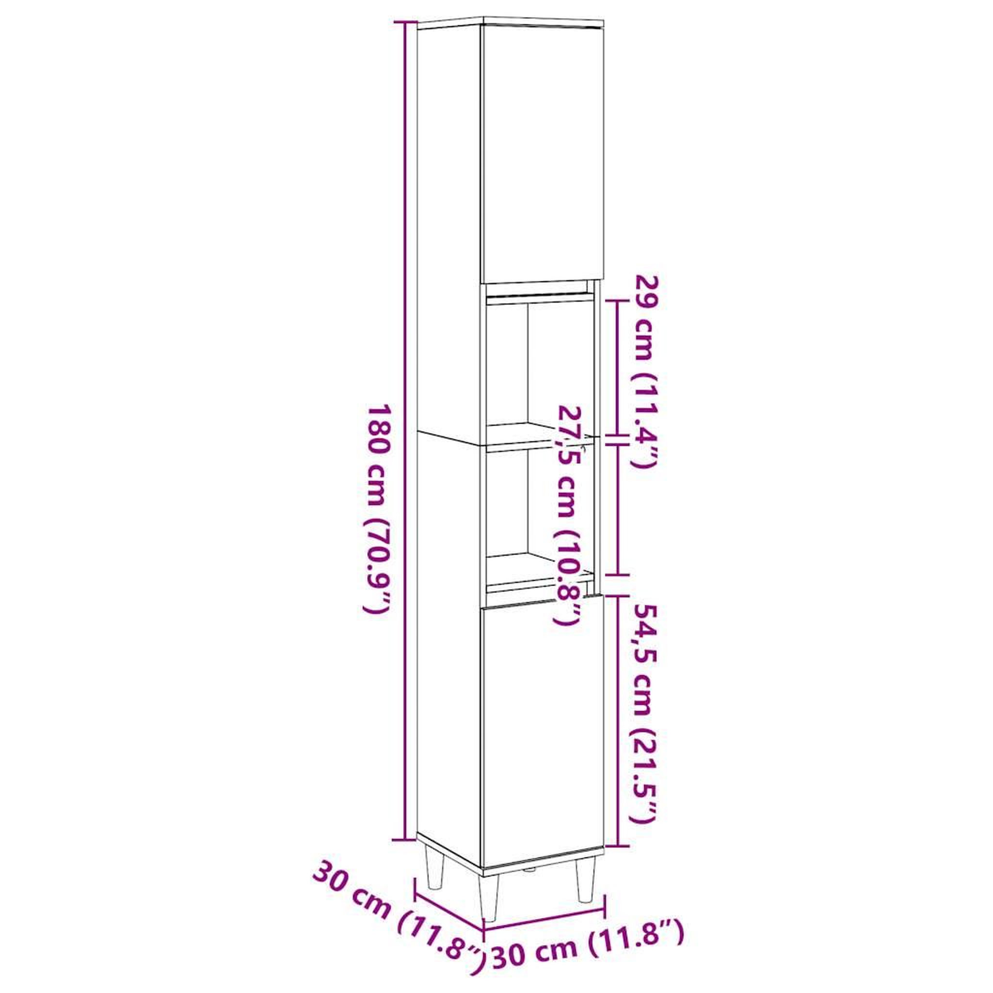 Voir la diapositive 6 : VIDAXL Armoire de salle de bain gris beton 30x30x190 cm