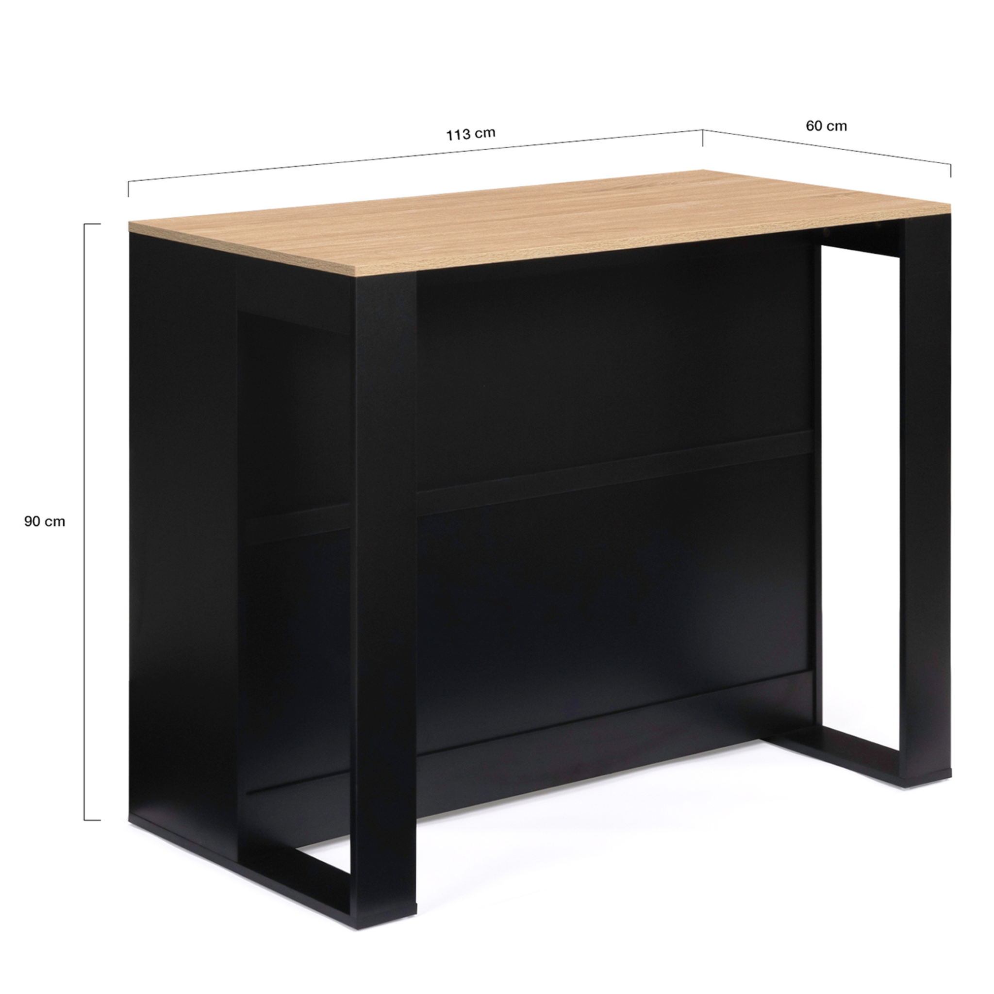 Voir la diapositive 5 : ID MARKET Table de bar îlot juno bois noir et plateau façon hêtre
