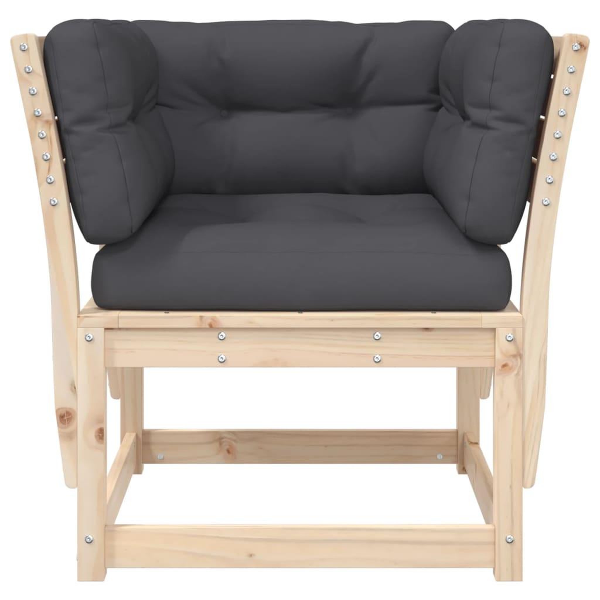 Voir la diapositive 5 : VIDAXL Canape de jardin accoudoirs avec coussins bois massif de pin