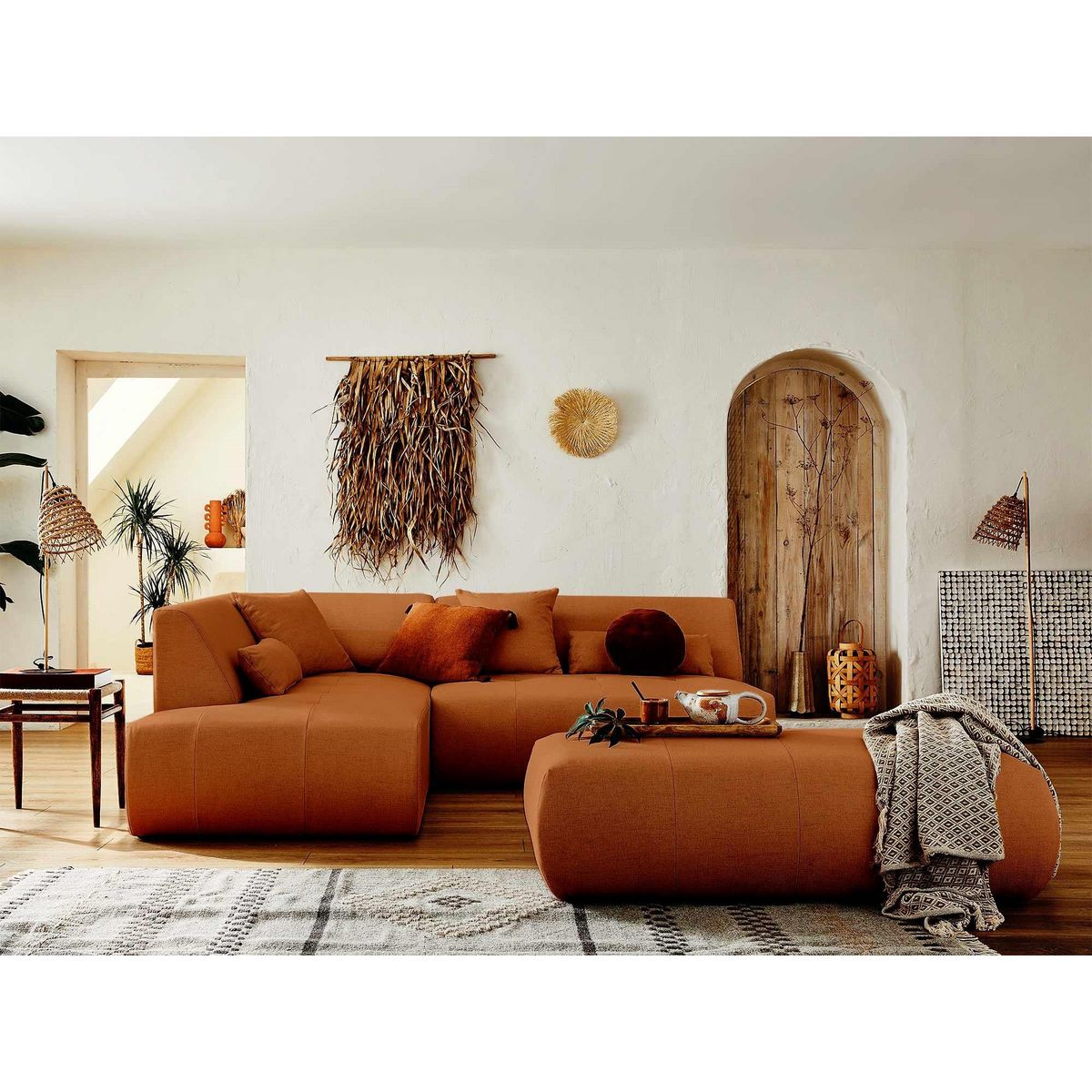 LISA DESIGN Onyx - canapé modulable d'angle gauche 5 places - en tissu