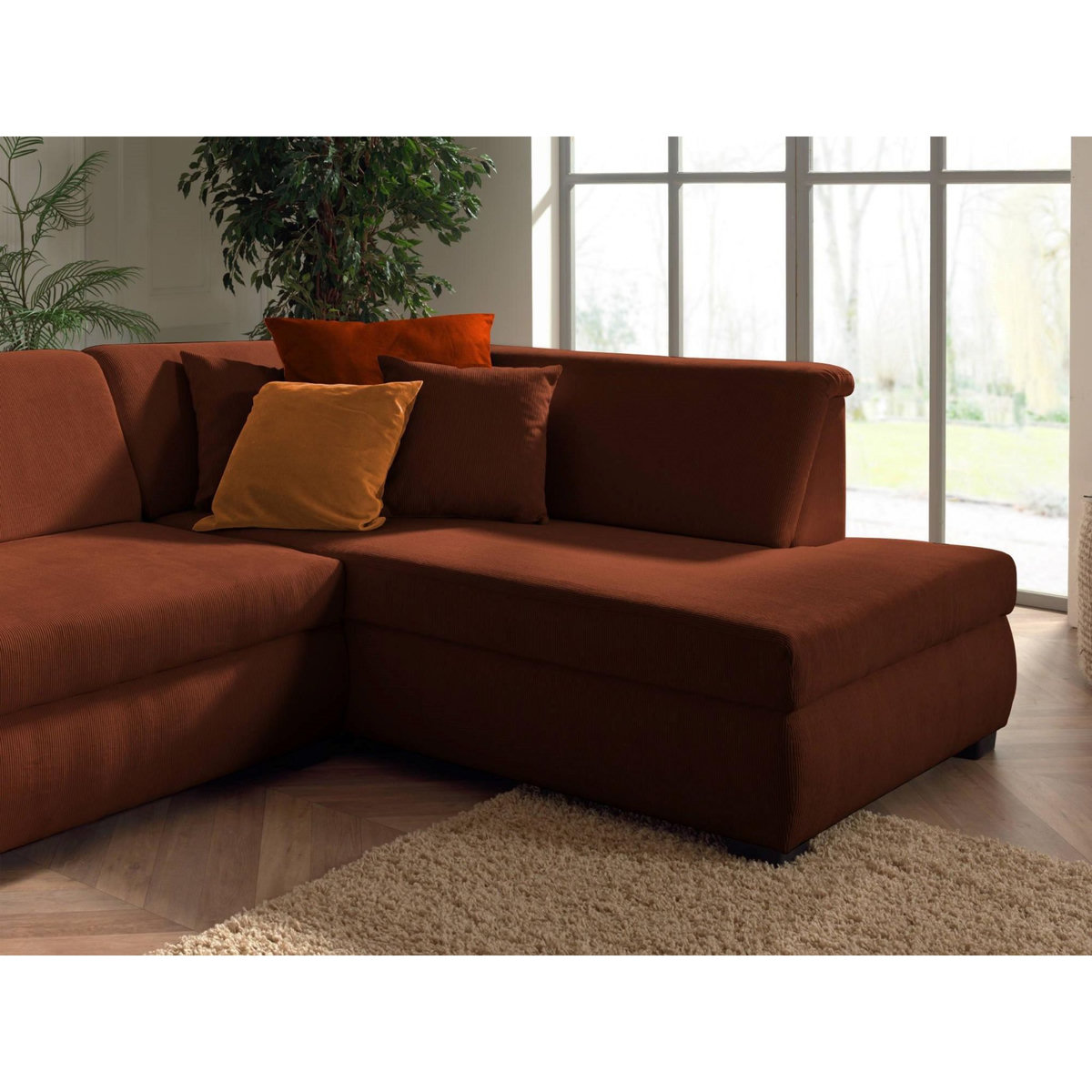 LISA DESIGN Malcom - canapé panoramique d'angle droit - en velours côtelé