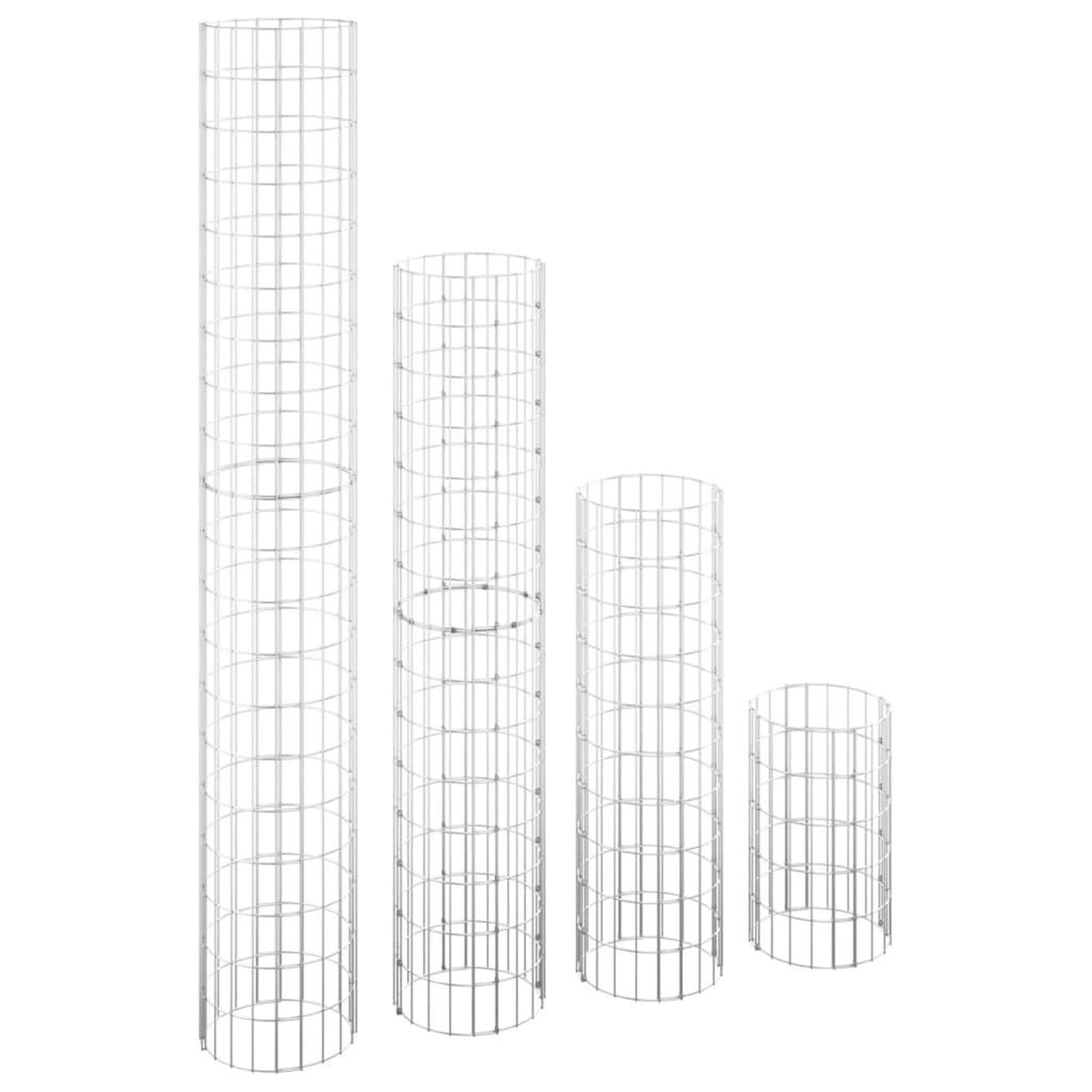 Voir la diapositive 2 : VIDAXL Lits sureleves a gabion circulaires 4 pcs Ø30x50/100/150/200 cm