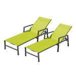 CONCEPT USINE Lot de 2 transats en aluminium gris foncé et vert BARI