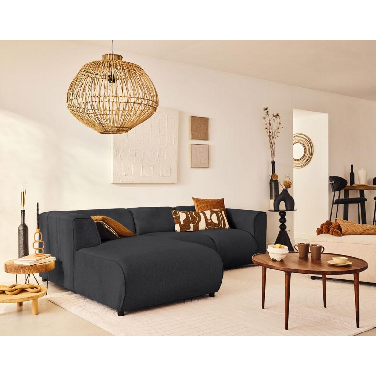 LISA DESIGN Suaro - module d'assise méridienne gauche en tissu texturé