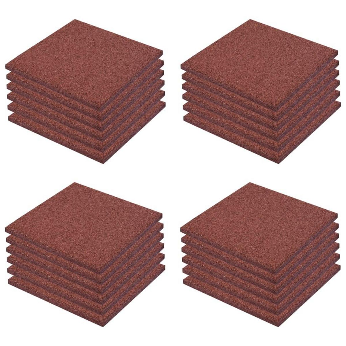 VIDAXL Carreaux de protection antichoc 24pc Caoutchouc 50x50x3cm Rouge