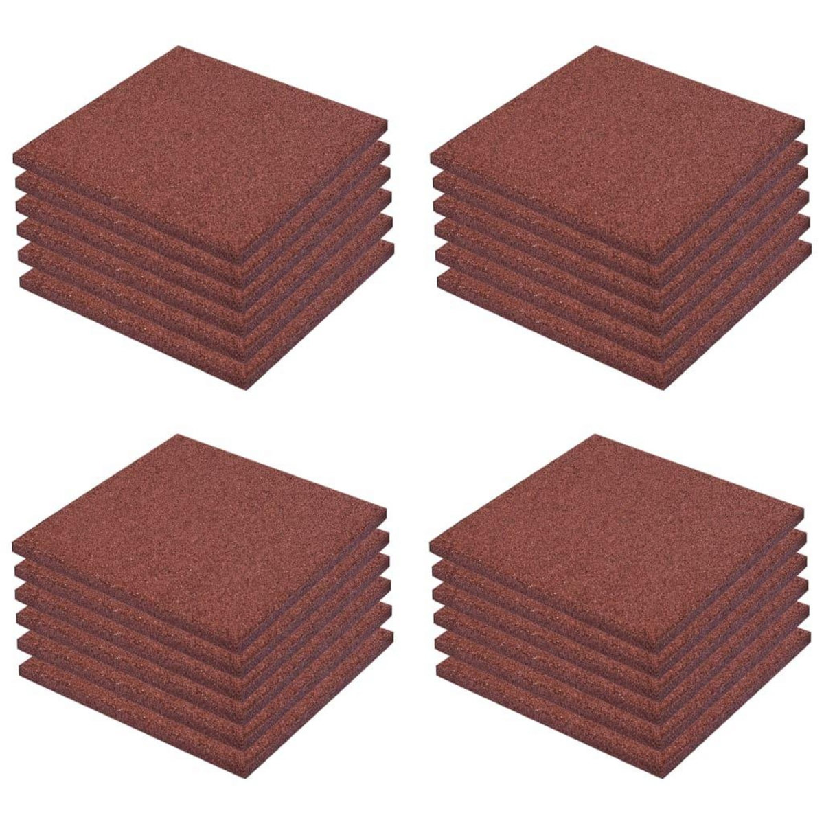 VIDAXL Carreaux de protection antichoc 24pc Caoutchouc 50x50x3cm Rouge