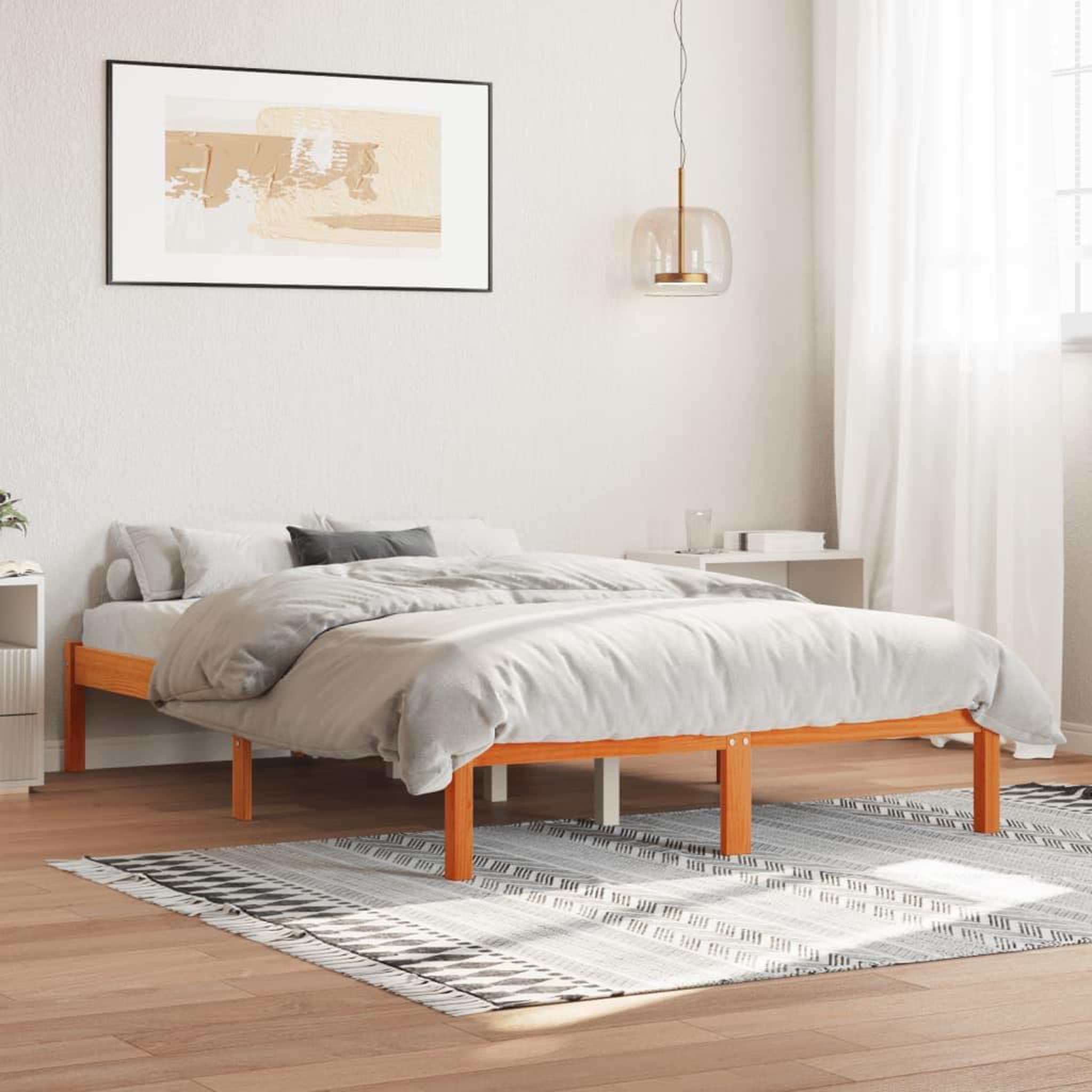 VIDAXL Cadre de lit sans matelas cire marron 120x190cm bois pin massif