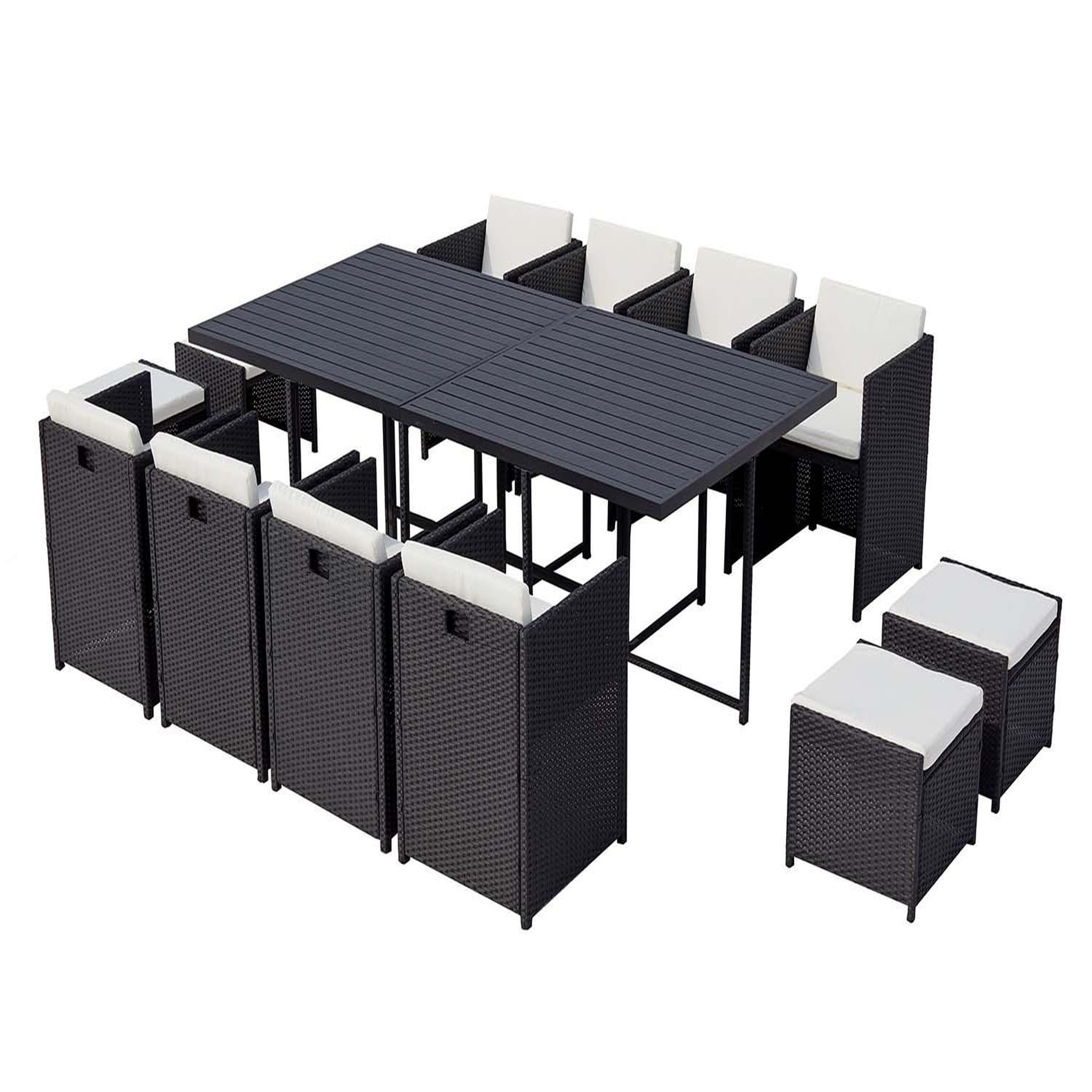 CONCEPT USINE Table et chaise 12 places encastrables alu résine noir-blanc SUNSET