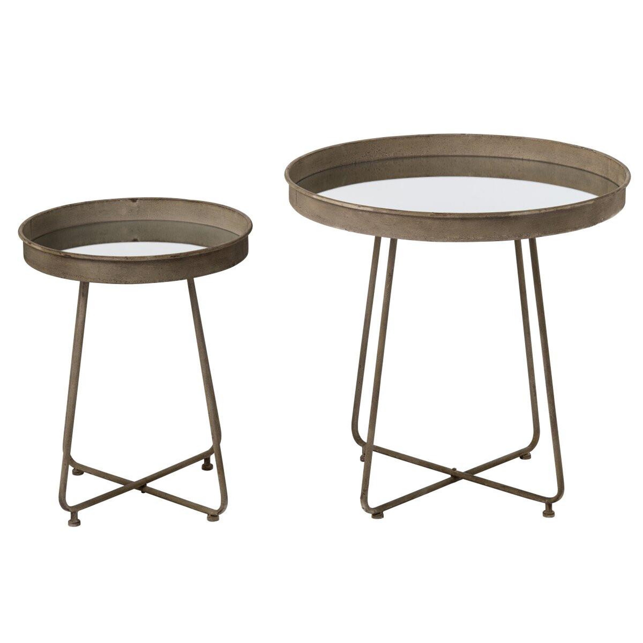 Voir la diapositive 2 : J-LINE Lot de 2 tables d'appoint en métal  nadja  62cm marron