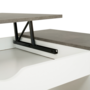 Voir la diapositive 5 : ID MARKET Table basse plateau relevable rectangulaire ELEA avec coffre bois blanc et effet béton