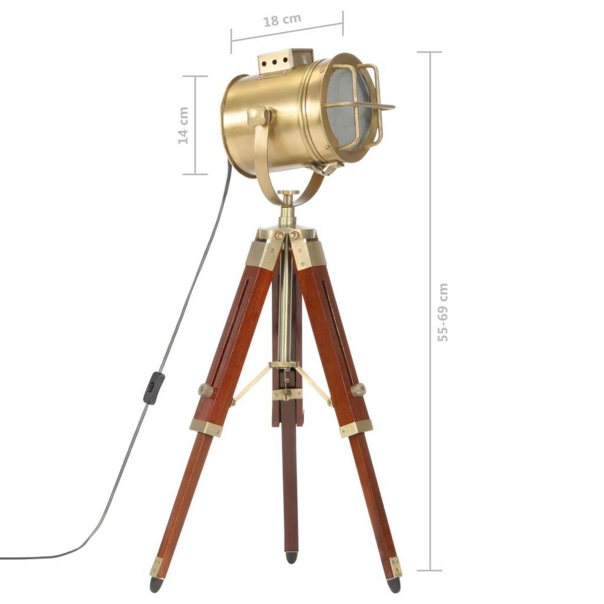 VIDAXL Lampadaire a trepied bois de manguier massif 69 cm