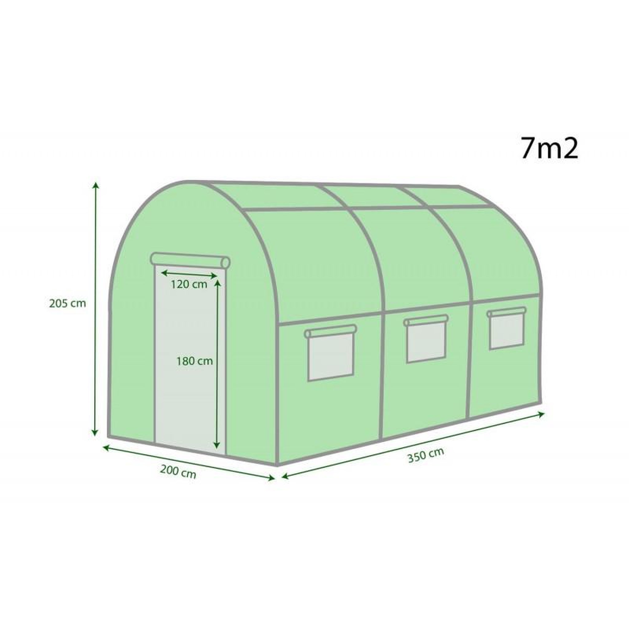 Voir la diapositive 2 : EUROSPEN Bâche armée pour serre de jardin tunnel 7m2 Green Roof