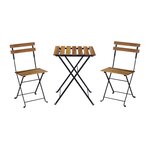SWEEEK Table de bistrot pliante bois d'acacia et métal + 2 assises 55 x 54 cm