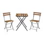 Voir la diapositive 1 : SWEEEK Table de bistrot pliante bois d'acacia et métal + 2 assises 55 x 54 cm