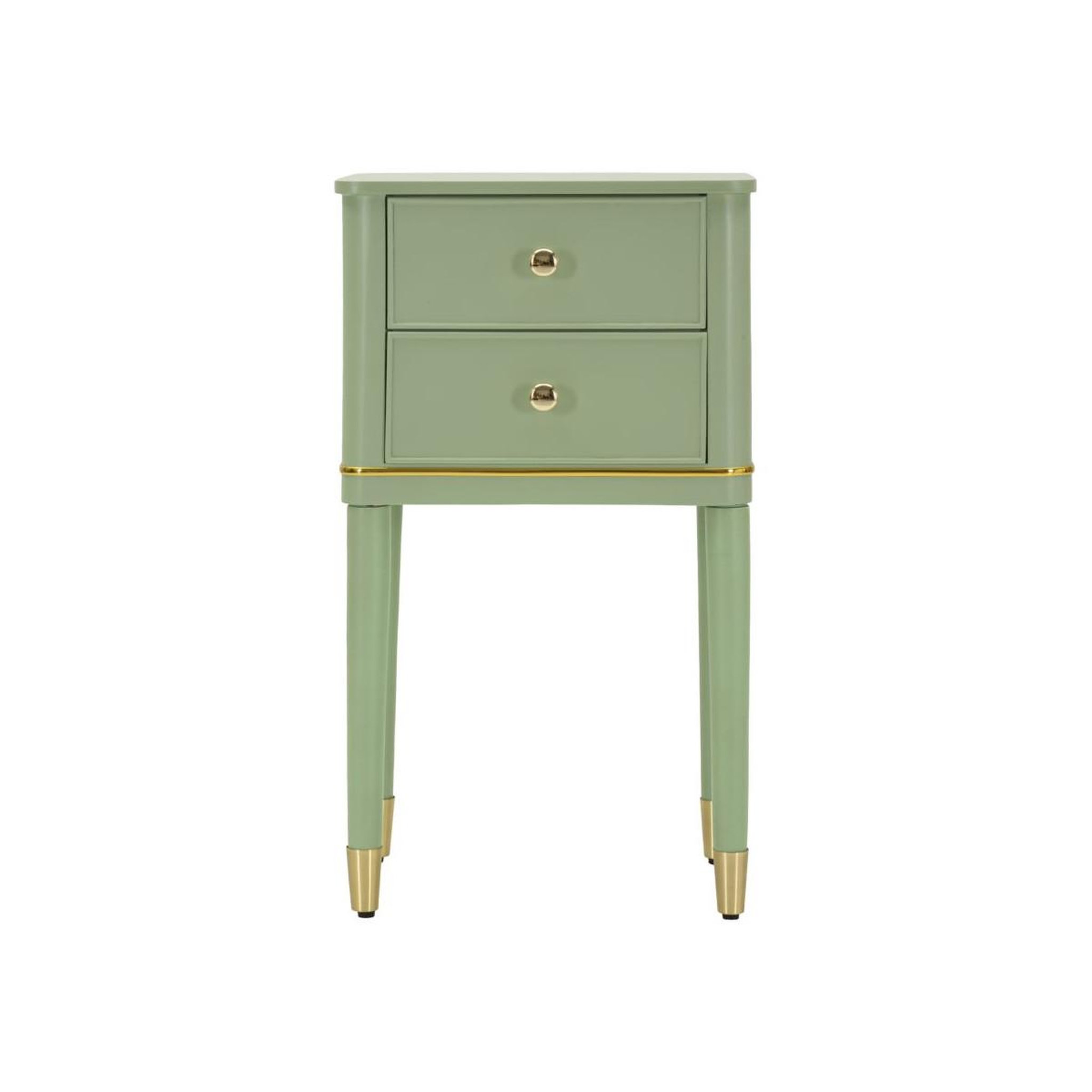Voir la diapositive 2 : Paris Prix Table de chevet 2 tiroirs  camille  71cm vert & or
