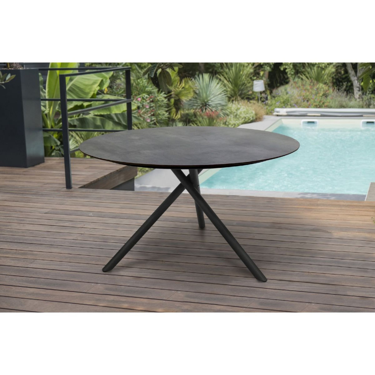 PARIS GARDEN Table de jardin ronde en aluminium 129 cm grisanthracite PILAT