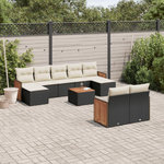 VIDAXL Salon de jardin 10 pcs avec coussins noir resine tressee