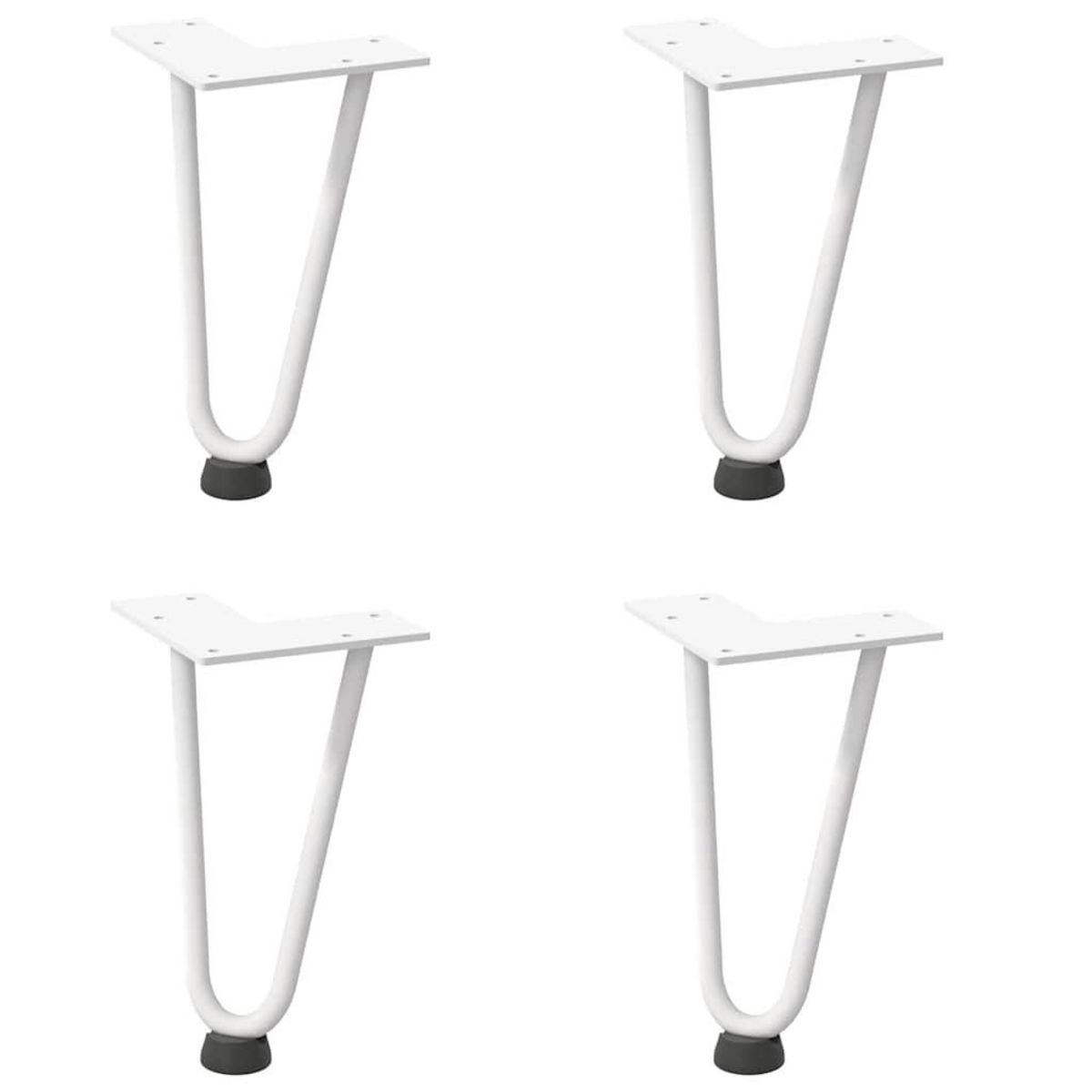 VIDAXL Pieds de table en forme d'epingle a cheveux 4 pcs blanc 20 cm