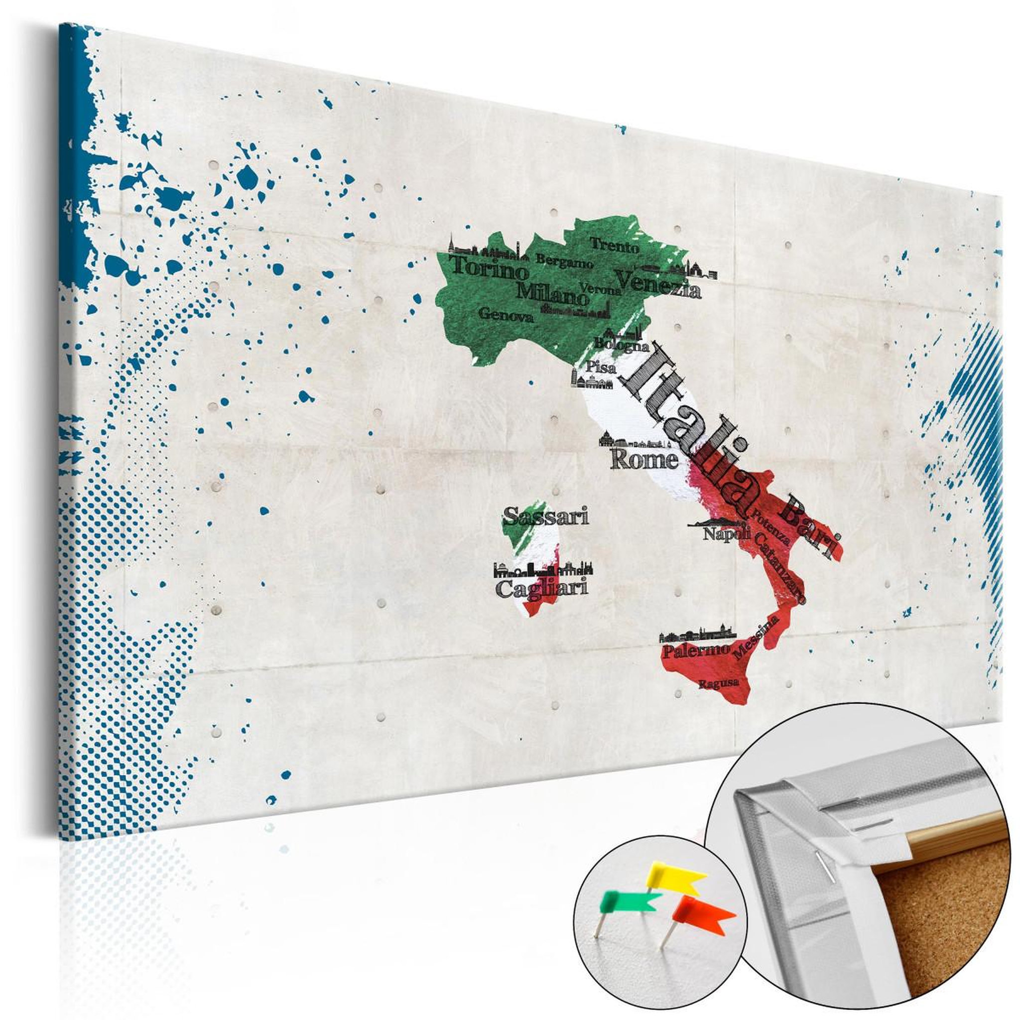 Voir la diapositive 1 : Paris Prix Tableau en liège  carte du monde - italy