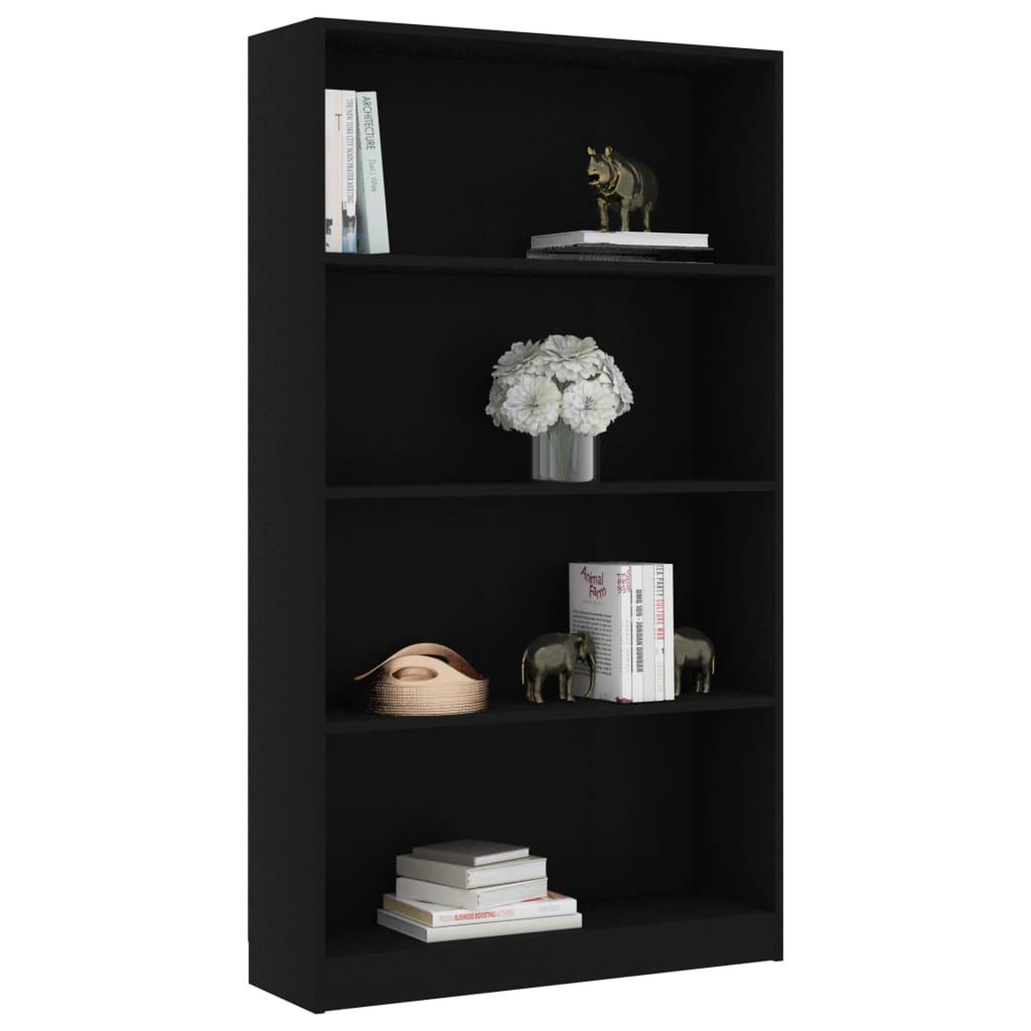 Voir la diapositive 3 : VIDAXL Bibliotheque a 4 niveaux Noir 80x24x142 cm Bois d'ingenierie