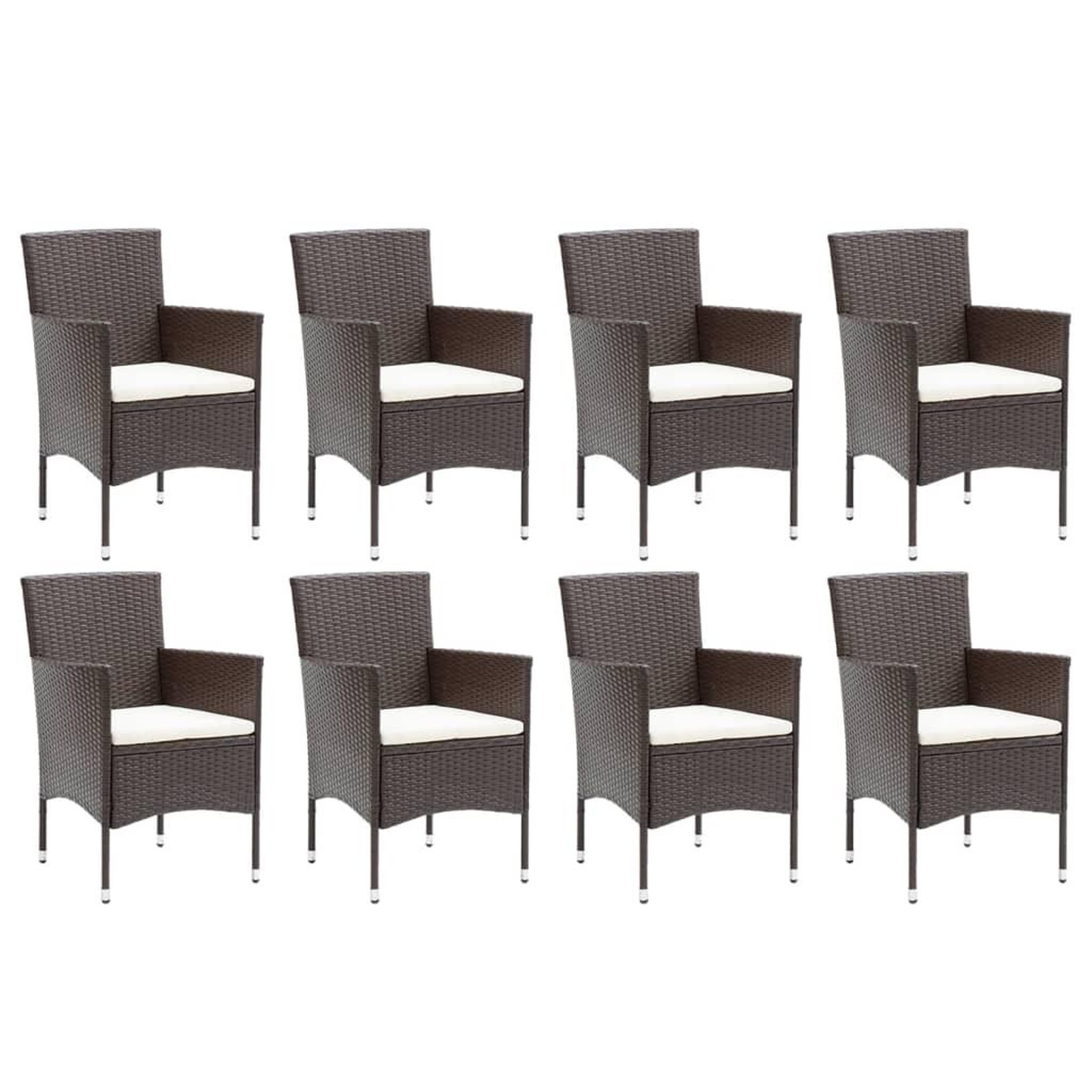 Voir la diapositive 3 : VIDAXL Ensemble a manger de jardin et coussins 9 pcs Poly rotin Marron