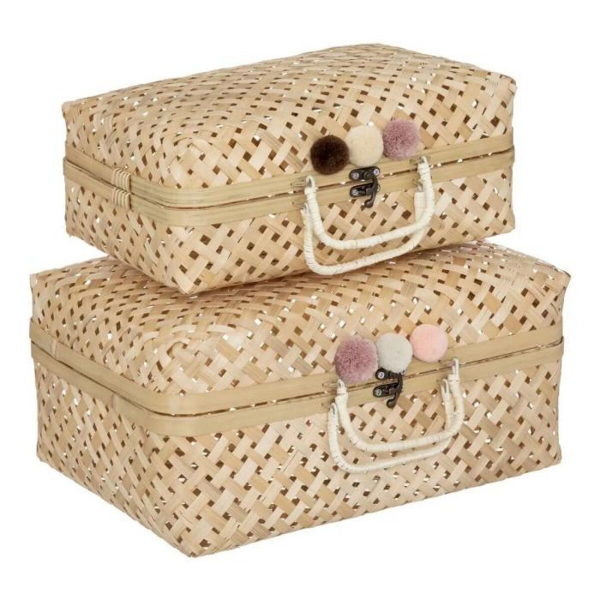 Atmosphera Kids Lot de 2 Valises Déco  Campagne  38cm Beige