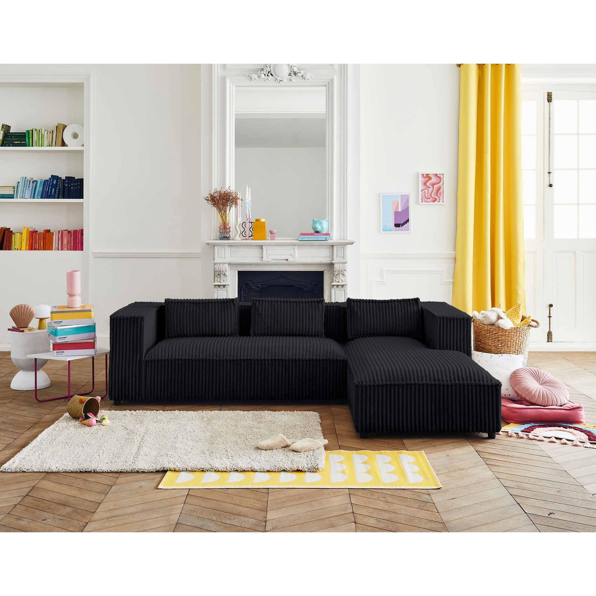 LISA DESIGN Stella - canapé d'angle droit - 4 places - en velours côtelé grosses côtes