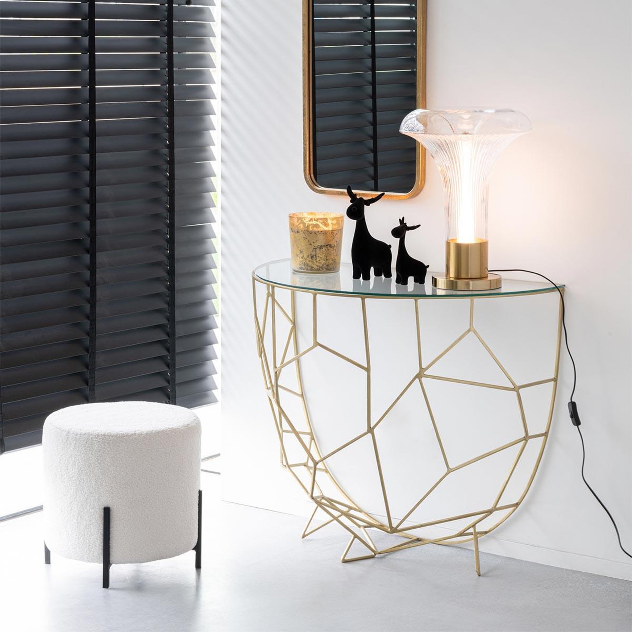 Voir la diapositive 5 : J-LINE Lampe à poser en verre  vito  55cm transparent & or